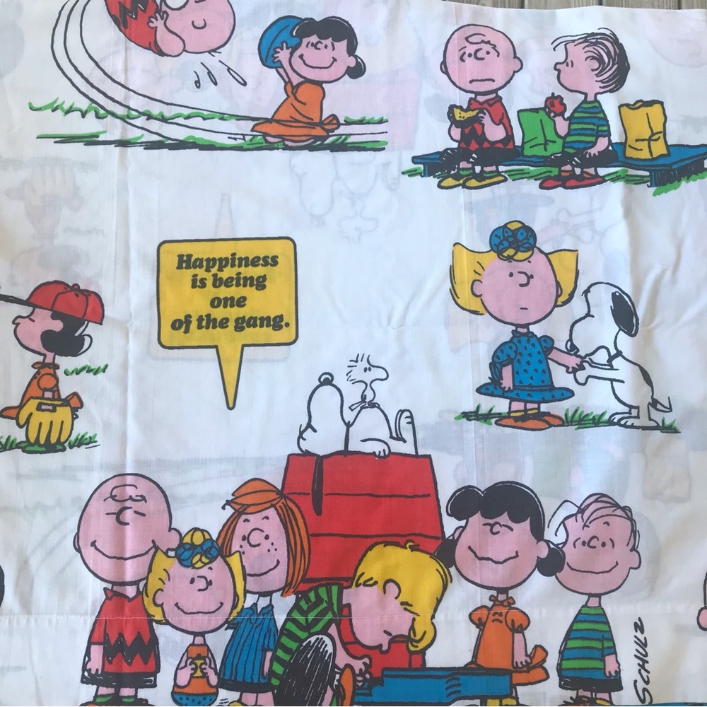 Vintage 70’s Peanuts Flat Sheet Twin No-iron Muslin, Charlie Brown, Snoopy